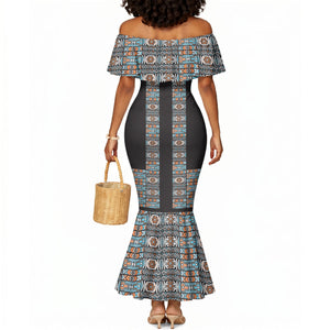 African Ndebele Traditional Attire Mermaid Dress Black Ndebele Stripe