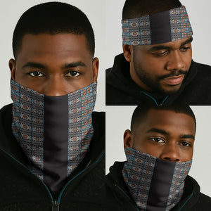 African Ndebele Traditional Attire Neck Gaiter Black Ndebele Stripe
