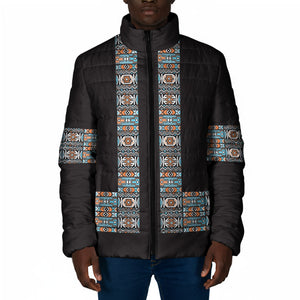 African Ndebele Traditional Attire Padded Jacket Black Ndebele Stripe