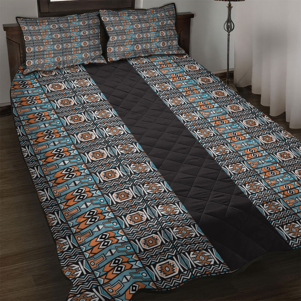 African Ndebele Traditional Attire Quilt Bed Set Black Ndebele Stripe