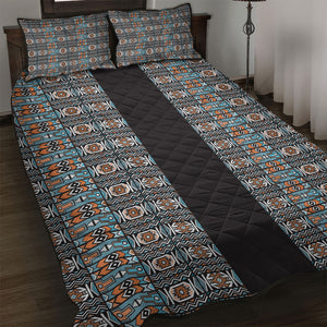 African Ndebele Traditional Attire Quilt Bed Set Black Ndebele Stripe