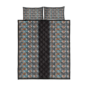 African Ndebele Traditional Attire Quilt Bed Set Black Ndebele Stripe