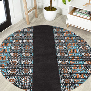 African Ndebele Traditional Attire Round Carpet Black Ndebele Stripe