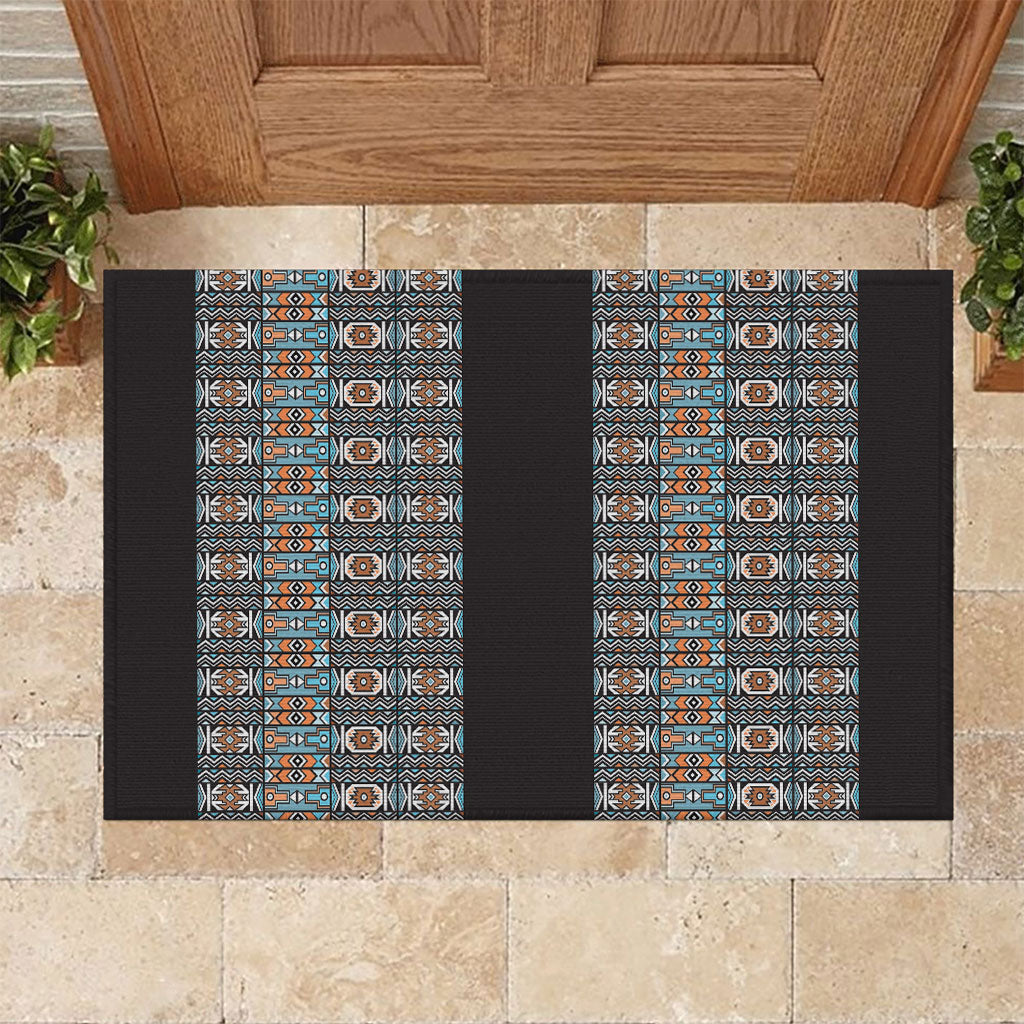 African Ndebele Traditional Attire Rubber Doormat Black Ndebele Stripe