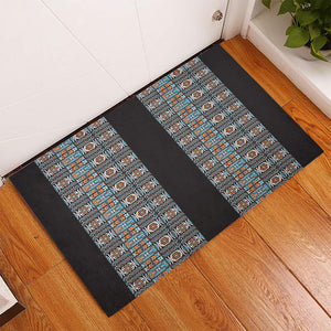 African Ndebele Traditional Attire Rubber Doormat Black Ndebele Stripe
