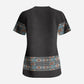 African Ndebele Traditional Attire Scrub Top Black Ndebele Stripe