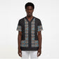 African Ndebele Traditional Attire Scrub Top Black Ndebele Stripe
