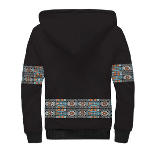African Ndebele Traditional Attire Sherpa Hoodie Black Ndebele Stripe