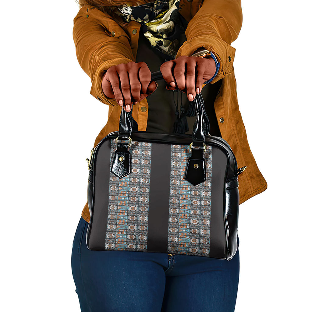 African Ndebele Traditional Attire Shoulder Handbag Black Ndebele Stripe