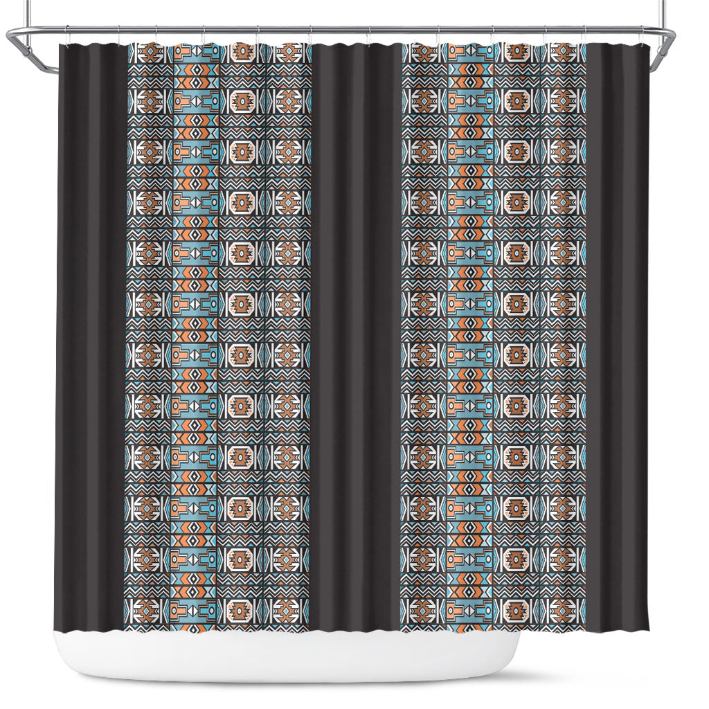 African Ndebele Traditional Attire Shower Curtain Black Ndebele Stripe