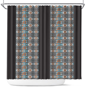 African Ndebele Traditional Attire Shower Curtain Black Ndebele Stripe
