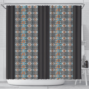 African Ndebele Traditional Attire Shower Curtain Black Ndebele Stripe