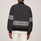 African Ndebele Traditional Attire Sleeve Zip Bomber Jacket Black Ndebele Stripe