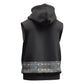 African Ndebele Traditional Attire Sleeveless Hoodie Black Ndebele Stripe