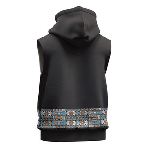 African Ndebele Traditional Attire Sleeveless Hoodie Black Ndebele Stripe