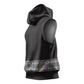 African Ndebele Traditional Attire Sleeveless Hoodie Black Ndebele Stripe