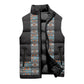 African Ndebele Traditional Attire Sleeveless Puffer Jacket Black Ndebele Stripe