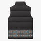 African Ndebele Traditional Attire Sleeveless Puffer Jacket Black Ndebele Stripe