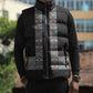 African Ndebele Traditional Attire Sleeveless Puffer Jacket Black Ndebele Stripe