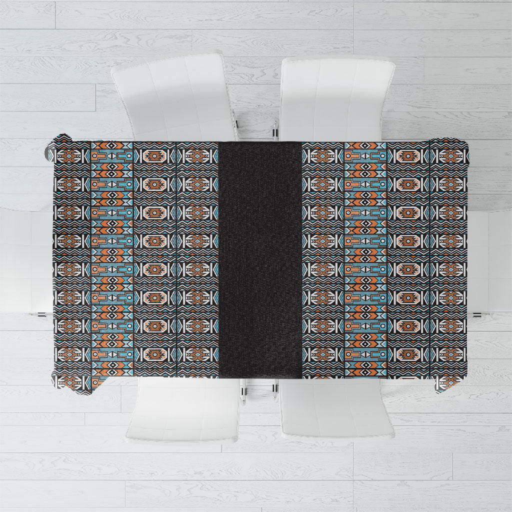 African Ndebele Traditional Attire Tablecloth Black Ndebele Stripe