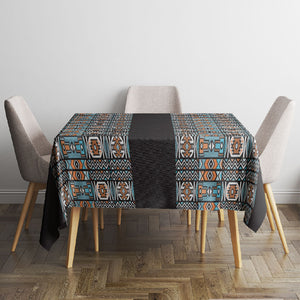 African Ndebele Traditional Attire Tablecloth Black Ndebele Stripe