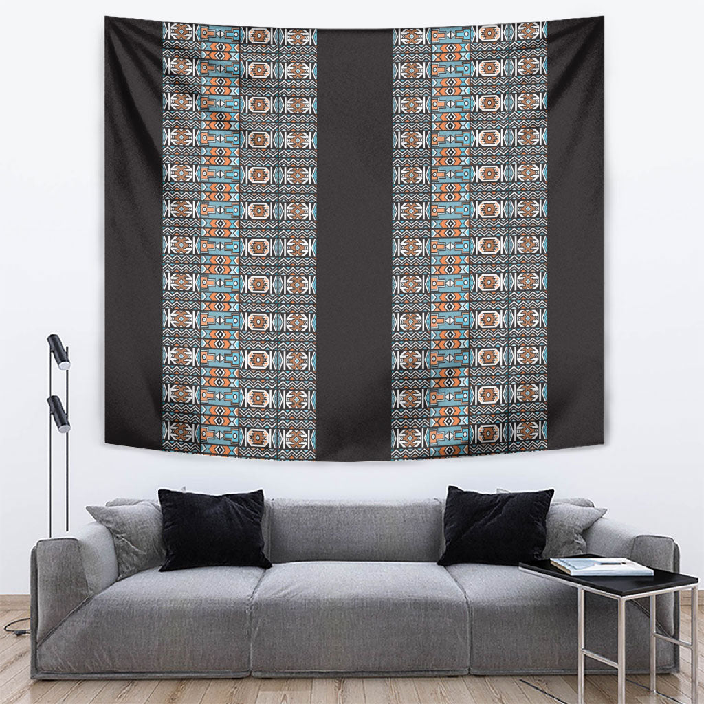 African Ndebele Traditional Attire Tapestry Black Ndebele Stripe