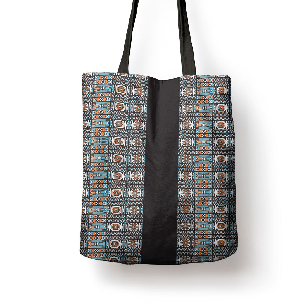 African Ndebele Traditional Attire Tote Bag Black Ndebele Stripe