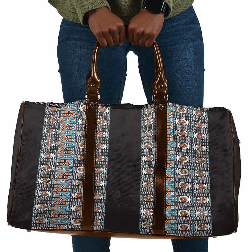 African Ndebele Traditional Attire Travel Bag Black Ndebele Stripe