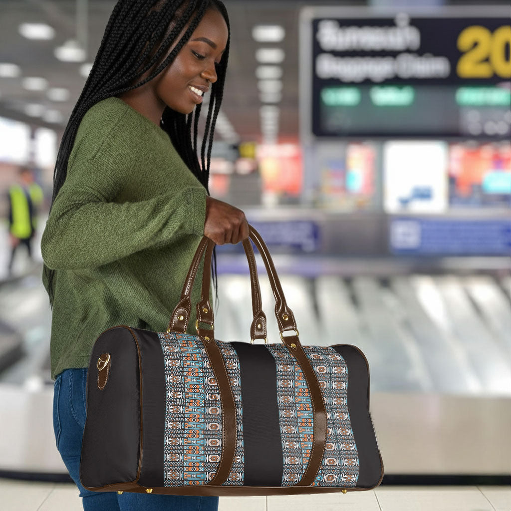 African Ndebele Traditional Attire Travel Bag Black Ndebele Stripe