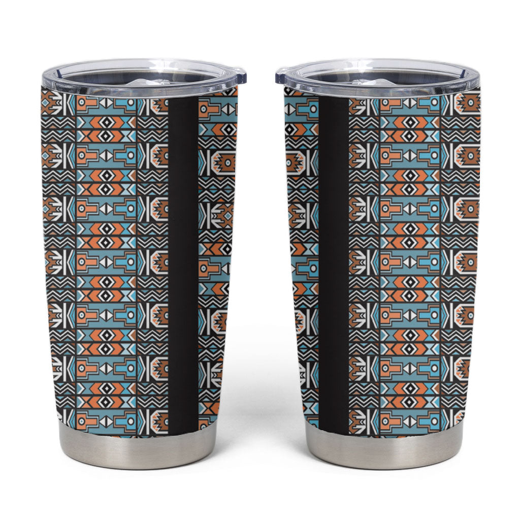 African Ndebele Traditional Attire Tumbler Cup Black Ndebele Stripe