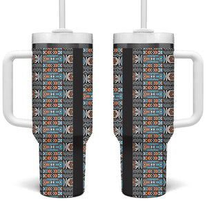African Ndebele Traditional Attire Tumbler With Handle Black Ndebele Stripe