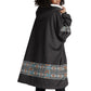 African Ndebele Traditional Attire Wearable Blanket Hoodie Black Ndebele Stripe