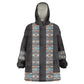 African Ndebele Traditional Attire Wearable Blanket Hoodie Black Ndebele Stripe