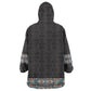 African Ndebele Traditional Attire Wearable Blanket Hoodie Black Ndebele Stripe