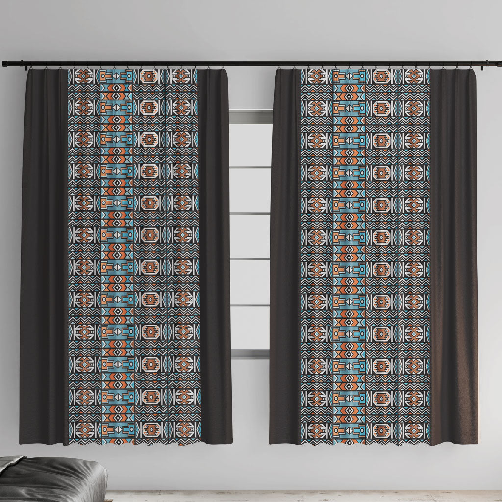 African Ndebele Traditional Attire Window Curtain Black Ndebele Stripe