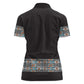 African Ndebele Traditional Attire Women Polo Shirt Black Ndebele Stripe