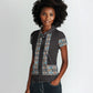 African Ndebele Traditional Attire Women Polo Shirt Black Ndebele Stripe