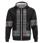 African Ndebele Traditional Attire Zip Hoodie Black Ndebele Stripe