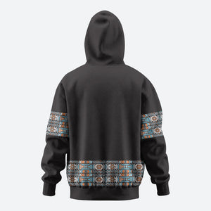 African Ndebele Traditional Attire Zip Hoodie Black Ndebele Stripe