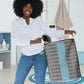 African Ndebele Traditional Attire Laundry Basket Blue Ndebele Stripe