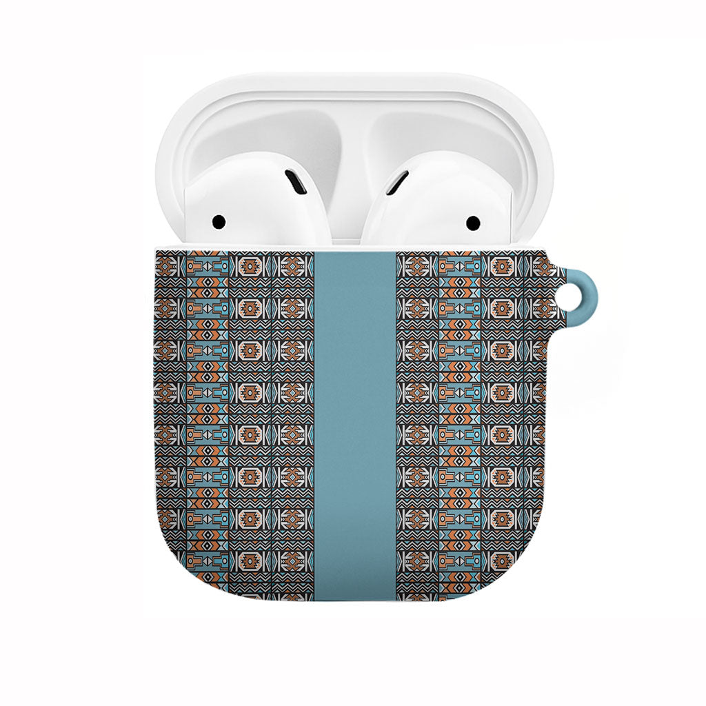 African Ndebele Traditional Attire AirPods Case Blue Ndebele Stripe