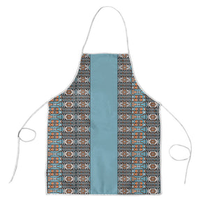 African Ndebele Traditional Attire Apron Blue Ndebele Stripe