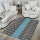 African Ndebele Traditional Attire Area Rug Blue Ndebele Stripe