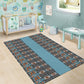 African Ndebele Traditional Attire Area Rug Blue Ndebele Stripe