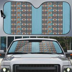 African Ndebele Traditional Attire Auto Sun Shade Blue Ndebele Stripe