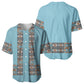 African Ndebele Traditional Attire Baseball Jersey Blue Ndebele Stripe