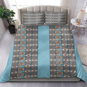 African Ndebele Traditional Attire Bedding Set Blue Ndebele Stripe