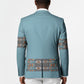 African Ndebele Traditional Attire Blazer Blue Ndebele Stripe