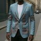 African Ndebele Traditional Attire Blazer Blue Ndebele Stripe