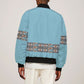 African Ndebele Traditional Attire Bomber Jacket Blue Ndebele Stripe